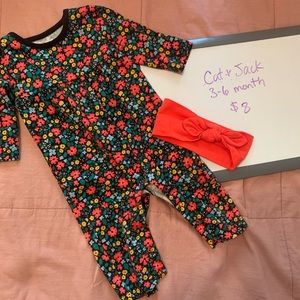 3-6 month floral romper with bow